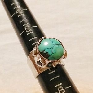 Rare Sz. 7  Snowflake Obsidian & Amethyst Ring